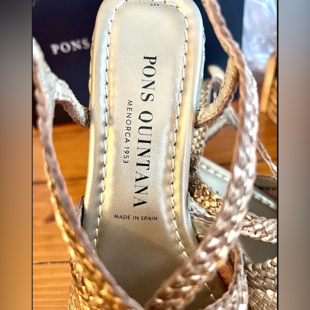 Pons Quintana Gold Metallic Braided Sandals New size 6 (37) - Picture 6 of 12